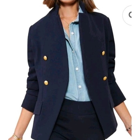 Spartina 449 Athena Blazer Slate Blue L Quiet Luxury Minimalist Cottagecore - Picture 2 of 11